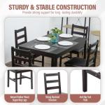 MGHH 5 Pieces Kitchen Dining Room Set Dining Kitchen Table and Chairs Mid Century Style Wood Dinette Table Set for Home Family Dining Area Dark Brown