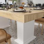 Homsee Large 78.7" L Dining Table for 8-10 People, Modern Wood Rectangular Kitchen Table Dinner Table with Pedestal Legs for Dining Room, White and Light Brown