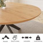 HIPIHOM 43.2"-59.1" Extendable Round Dining Table, Mid Century Modern Wooden Round Table, Leisure Oak Coffee Table,Saving Space