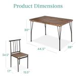 Best Choice Products 5-Piece Metal and Wood Indoor Modern Rectangular Dining Table Furniture Set for Kitchen, Dining Room, Dinette, Breakfast Nook w/ 4 Chairs - Drift Brown
