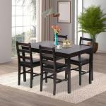 MGHH 5 Pieces Kitchen Dining Room Set Dining Kitchen Table and Chairs Mid Century Style Wood Dinette Table Set for Home Family Dining Area Dark Brown