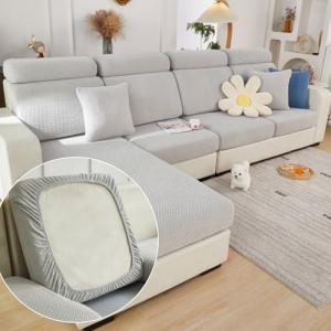 Yoovat Magic Sofa Covers Magic Sofa Couch Covers 2024 New Wear-Resistant Universal Sofa Cover Stretch for Sectional Slipcovers (Texture-Light Gray,Chaise Cover)