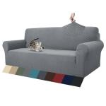 ZNSAYOTX 1 Piece Jacquard Couch Covers for 3 Cushion Couch Living Room High Stretch Sofa Cover Pets Dogs Friendly Anti Slip Thickened Slipcovers Furniture Protector (Sofa, Light Grey)