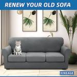 XINEAGE 2025 New 4 Pieces Couch Covers for 3 Cushion Couch Super Stretch Thick Soft Sofa Cover Anti Slip Sofa Slipcover Dogs Cats Furniture Protector (Light Gray, 71"-91")