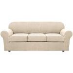 H.VERSAILTEX 4 Piece Stretch Couch Covers for 3 Cushion Couch Sofa Furniture Slipcovers Feature Upgraded Thicker Jacquard Fabric (Sofa, Natural)