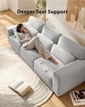 Pipishell 3 Seater Couch, Sofas for Living Room with Deep Seats and Wide Armrests, 89" Comfy 3 Seater Sofa, Supportive with Thickened Cushion, Cotton-Linen Couches, Removable & Washable Covers, Grey