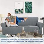 ZNSAYOTX 1 Piece Jacquard Couch Covers for 3 Cushion Couch Living Room High Stretch Sofa Cover Pets Dogs Friendly Anti Slip Thickened Slipcovers Furniture Protector (Sofa, Light Grey)