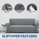 ZNSAYOTX 1 Piece Jacquard Couch Covers for 3 Cushion Couch Living Room High Stretch Sofa Cover Pets Dogs Friendly Anti Slip Thickened Slipcovers Furniture Protector (Sofa, Light Grey)