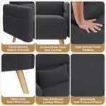 Yaheetech 46" Small Modern Fabric Sofa Loveseat Mid Century 2 Seater Sofa Couch with Lumbar Pillows, Solid Wood Legs for Living Room, Small Space, Dorm, Office, Bedroom, Dark Gray