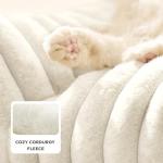 Bedsure Cute Couch for Pets - Fluffy Pet Sofa with Premium Soft Corduroy Fleece, Fuzzy Cat Beds for Indoor Cat with Removable Washable Cover, Supportive Pet Chair, 24inch, Cream