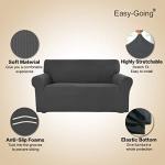 Easy-Going Stretch Oversized Sofa Slipcover 1-Piece Sofa Cover Furniture Protector Couch Soft with Elastic Bottom for Kids, Polyester Spandex Jacquard Fabric Small Checks Dark Gray