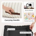 Bedsure Cute Couch for Pets - Fluffy Pet Sofa with Premium Soft Corduroy Fleece, Fuzzy Cat Beds for Indoor Cat with Removable Washable Cover, Supportive Pet Chair, 24inch, Cream