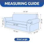KEKUOU Stretch Sofa Cover Slipcover ，Couch Covers for 3 Cushion Couch Sofa pet Friendly (78"-94") Furniture Protector Sofa with Elastic Bottom for Kids,Dog, Jacquard Small Checked(Large,Black)