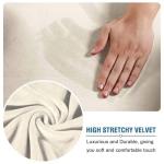 H.VERSAILTEX Modern Velvet Plush 4 Piece High Stretch Sofa Slipcover Furniture Protector Form Fit Luxury Thick Sofa Cover for 3 Cushion Couch, Machine Washable Width Up to 90 Inch(Sofa,Ivory)