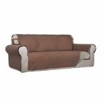 PureFit Reversible Quilted Sofa Cover, Water Resistant Slipcover Furniture Protector, Washable Couch Cover with Non Slip Foam and Elastic Straps for Kids, Dogs, Pets (Large, Brown/Beige)