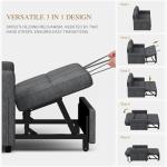 DWVO 55" Convertible Sofa Bed, 3-in-1 Sleeper Sofa with Pull-Out Bed, Linen Futon Couch with Adjustable Backrest and Side Pocket, Modern Loveseat for Living Room Apartment, Grey