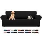 LURKA Stretch Sofa Slipcovers Couch Covers for 3 Cushion Couch Sofa Pet Friendly Non Slip Sofa Cover Washable Furniture Protector with Elastic Bottom (Large, Black)