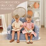 Foryoomi Extra Wide Kids Couch, 2-in-1 Soft Toddler Couch with Blanket, Glow in The Dark, Comfy Toddler Chair with Cloud Pillow, Convertible Sofa to Lounger, Star