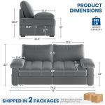 Yaheetech 79" Velvet Couch, Comfy Sofa with Pocket Coils, Deep Seat, Storage Pockets and USB Ports, 2 Seater Modern Loveseat Sofas with Removable Cover, Pillow Top Arms for Living Room Apartment Gray
