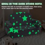 Foryoomi Extra Wide Kids Couch, 2-in-1 Soft Toddler Couch with Blanket, Glow in The Dark, Comfy Toddler Chair with Cloud Pillow, Convertible Sofa to Lounger, Star