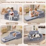 Foryoomi Extra Wide Kids Couch, 2-in-1 Soft Toddler Couch with Blanket, Glow in The Dark, Comfy Toddler Chair with Cloud Pillow, Convertible Sofa to Lounger, Star