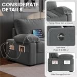 Yaheetech 79" Velvet Couch, Comfy Sofa with Pocket Coils, Deep Seat, Storage Pockets and USB Ports, 2 Seater Modern Loveseat Sofas with Removable Cover, Pillow Top Arms for Living Room Apartment Gray