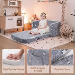 Foryoomi Extra Wide Kids Couch, 2-in-1 Soft Toddler Couch with Blanket, Glow in The Dark, Comfy Toddler Chair with Cloud Pillow, Convertible Sofa to Lounger, Star