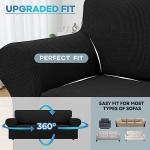 LURKA Stretch Sofa Slipcovers Couch Covers for 3 Cushion Couch Sofa Pet Friendly Non Slip Sofa Cover Washable Furniture Protector with Elastic Bottom (Large, Black)