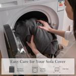 OHSIO Sectional Couch Covers, Wear Resistant Stretch Sofa Covers Washable Soft Couch Cushion Covers Anti Slip Furniture Protector Sofa Slipcovers for Pets(3 Pieces 2 Seaters+1 Chaise, Dark Gray)