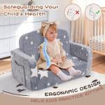 Foryoomi Extra Wide Kids Couch, 2-in-1 Soft Toddler Couch with Blanket, Glow in The Dark, Comfy Toddler Chair with Cloud Pillow, Convertible Sofa to Lounger, Star