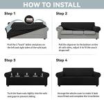 LURKA Stretch Sofa Slipcovers Couch Covers for 3 Cushion Couch Sofa Pet Friendly Non Slip Sofa Cover Washable Furniture Protector with Elastic Bottom (Large, Black)