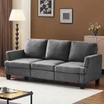 VINGLI Grey 83" Sofa Couches for Living Room, Faux Suede Modern Comfy 3 Seater Couch 25.6" Deep Seat Upholstery Cozy Sofas for Small Space, Bedroom, Apartment, Home Office