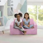 Delta Children Cozee Flip-Out Sherpa 2-in-1 Convertible Sofa to Lounger for Kids, Pink