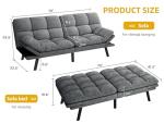 DWVO Multifunctional Futon Sofa Bed, Convertible Sleeper Sofa, 70" Folding Futon Set for Living Room Home Office Aprtment, Modern Folding Couch with Adjustable Backrest & Armrests, Grey