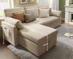 VanAcc Sleeper Sofa, Sofa Bed- 2 in 1 Pull Out Couch Bed with Storage Chaise for Living Room, Comfy Sleeper Couch, Beige Chenille