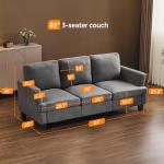 VINGLI Grey 83" Sofa Couches for Living Room, Faux Suede Modern Comfy 3 Seater Couch 25.6" Deep Seat Upholstery Cozy Sofas for Small Space, Bedroom, Apartment, Home Office