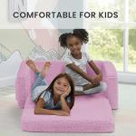 Delta Children Cozee Flip-Out Sherpa 2-in-1 Convertible Sofa to Lounger for Kids, Pink
