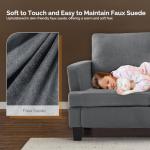 VINGLI Grey 83" Sofa Couches for Living Room, Faux Suede Modern Comfy 3 Seater Couch 25.6" Deep Seat Upholstery Cozy Sofas for Small Space, Bedroom, Apartment, Home Office
