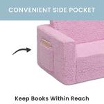 Delta Children Cozee Flip-Out Sherpa 2-in-1 Convertible Sofa to Lounger for Kids, Pink