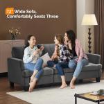 VINGLI Grey 83" Sofa Couches for Living Room, Faux Suede Modern Comfy 3 Seater Couch 25.6" Deep Seat Upholstery Cozy Sofas for Small Space, Bedroom, Apartment, Home Office