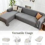 HOMERILLA Sectional Couch Covers 2 Pieces L Shaped Sofa Cover for Sectional Couch L Shape Washable Blanket Furniture Protector for Pets Dogs (Dark Grey, X-Large)