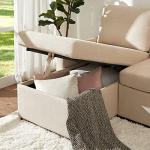 VanAcc Sleeper Sofa, Sofa Bed- 2 in 1 Pull Out Couch Bed with Storage Chaise for Living Room, Comfy Sleeper Couch, Beige Chenille
