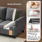 VINGLI Grey 83" Sofa Couches for Living Room, Faux Suede Modern Comfy 3 Seater Couch 25.6" Deep Seat Upholstery Cozy Sofas for Small Space, Bedroom, Apartment, Home Office