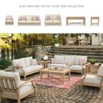 Signature Design by Ashley Clare View Coastal Outdoor Patio Eucalyptus Sofa with Cushions, Beige