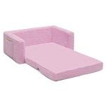 Delta Children Cozee Flip-Out Sherpa 2-in-1 Convertible Sofa to Lounger for Kids, Pink