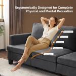 VINGLI Grey 83" Sofa Couches for Living Room, Faux Suede Modern Comfy 3 Seater Couch 25.6" Deep Seat Upholstery Cozy Sofas for Small Space, Bedroom, Apartment, Home Office