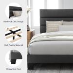 Dark Grey Queen Size Upholstered Platform Bed Frame