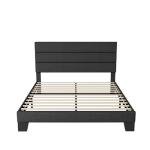 Dark Grey Queen Size Upholstered Platform Bed Frame
