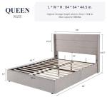 Queen Size Lift Up Storage Bed with Headboard