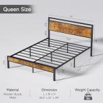 Modern Queen Bed Frame with Wooden Headboard
